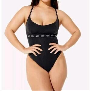 Women's Yitty Spotlight Black Shimmer Shaping Demi Thong Bodysuit Extra Large XL